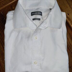 MICHAEL KORS MEN SLIM FIT WHITE LONG SLEEVE DRESS SHIRT